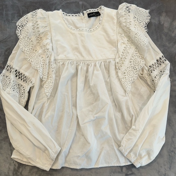 White cotton ruffle and crochet blouse - Picture 5 of 7